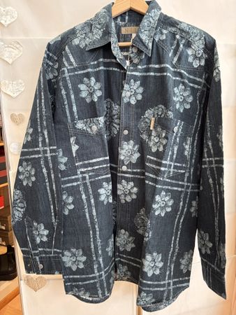 Hemd NILE Grösse L dunkelblau gemustert 100% Baumwoll