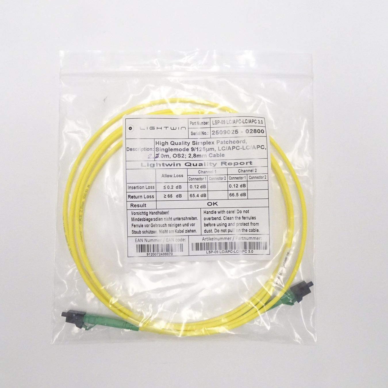Câbles: Lightwin Patchkabel LC/APC-LC/APC 2.0m gebraucht – D'occasion à Muhen par erdbeerraupe