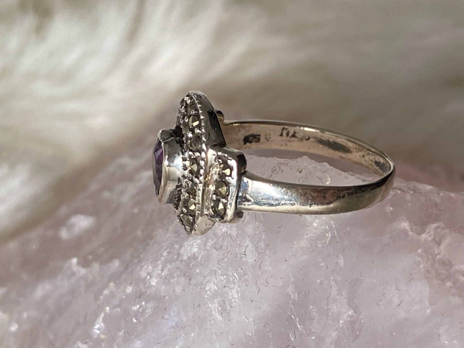 Anelli: Ring Silber 925 mit lila Stein + Herz – Usato da Istighofen venduto da Ringparadies 1
