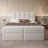 Boxspringbett Stoffbezug weiss neuwertig 140x200
