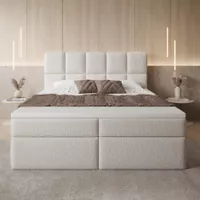 Boxspringbett Stoffbezug weiss neuwertig 180x200