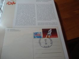 Bildpostkarte Space Shuttle Schweiz, mit Marke + o USA 1990