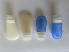 4 Wiederbefüllbare Silikon-Tuben (Blau und Transparent)