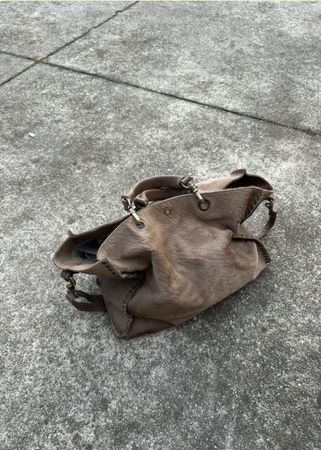 Beiger Ledershopper mit Ponyhaar , Echtleder, Top Zustand