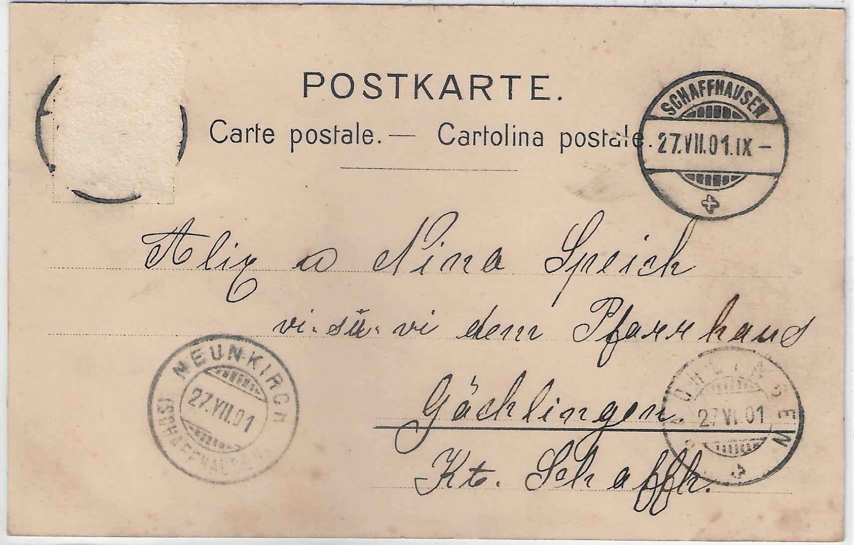 Ansichtskarten: Zur 4. Centenarfeier des Kantons SH – Gebraucht aus Ettingen von Kartenplanet 1