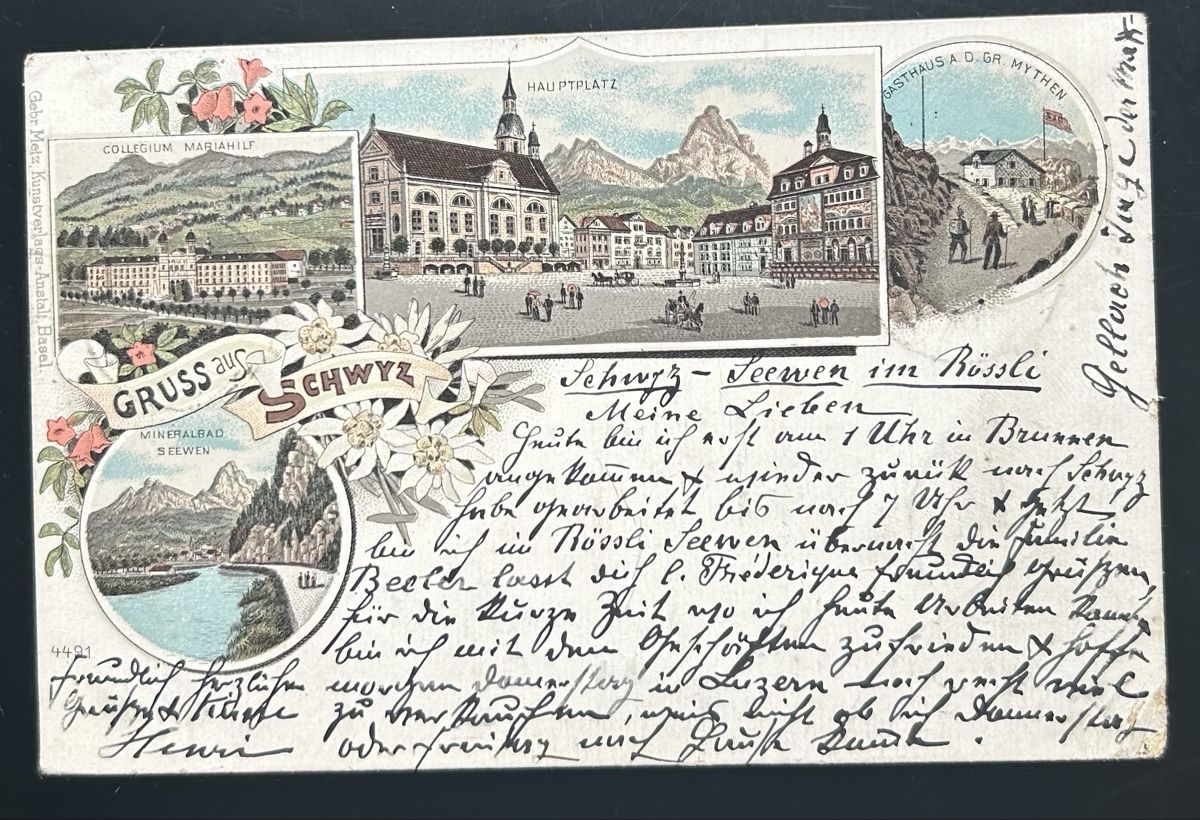 Cartoline postali: Gruss aus Schwyz Litho – Usato da Horw venduto da Tellbub