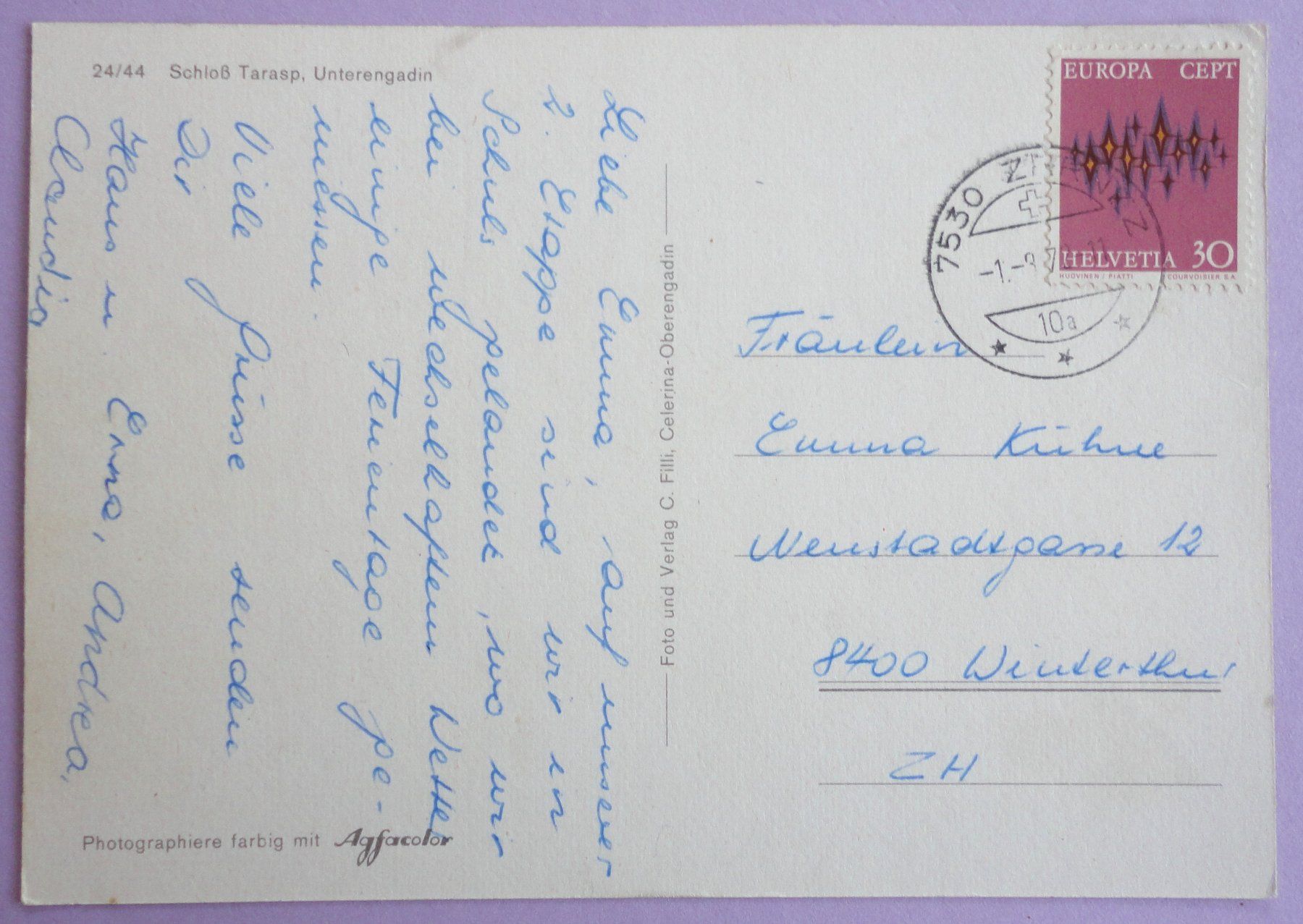 Cartoline postali: Schloss Tarasp, Unterengadin – Usato da Fétigny venduto da Billy2miny 1