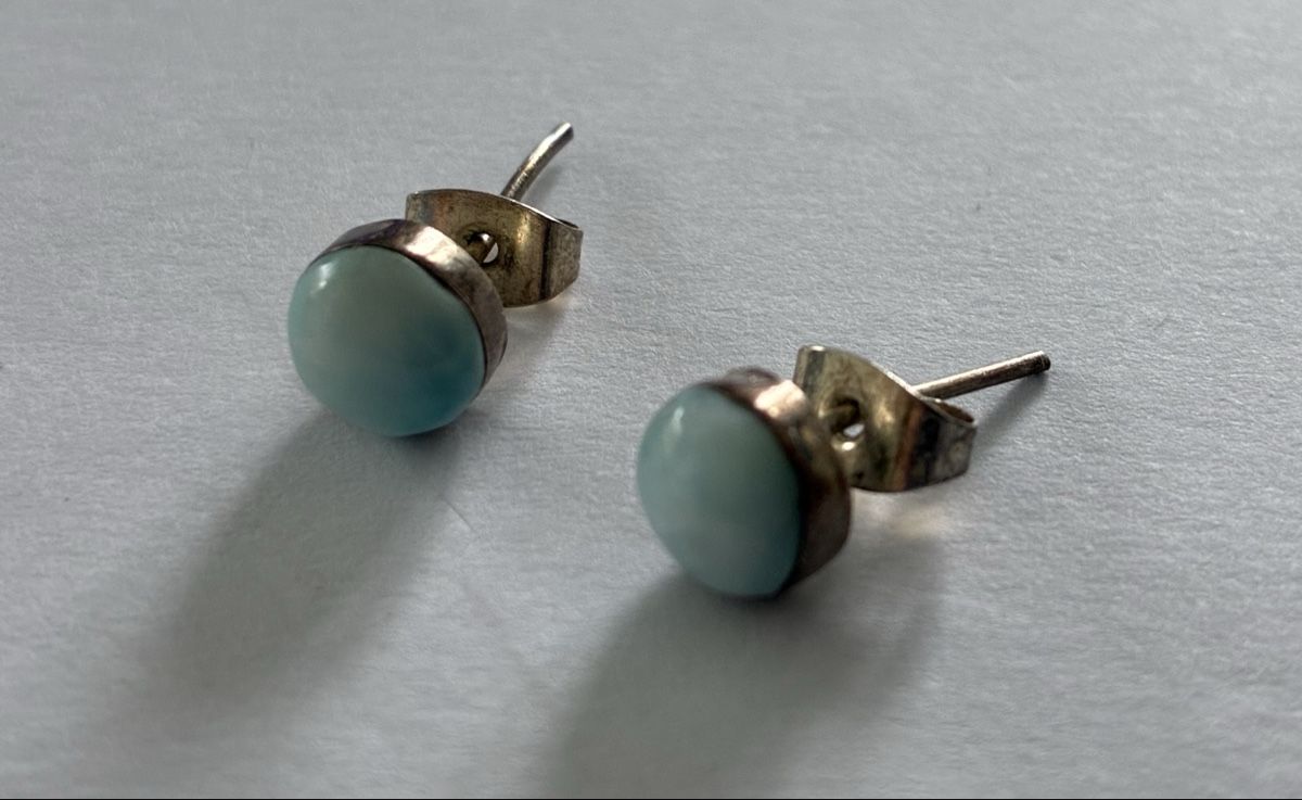 Ohrringe & -stecker: Stud Earrings,  round, light blue-green – Gebraucht aus Basel von cat_sq5m 2
