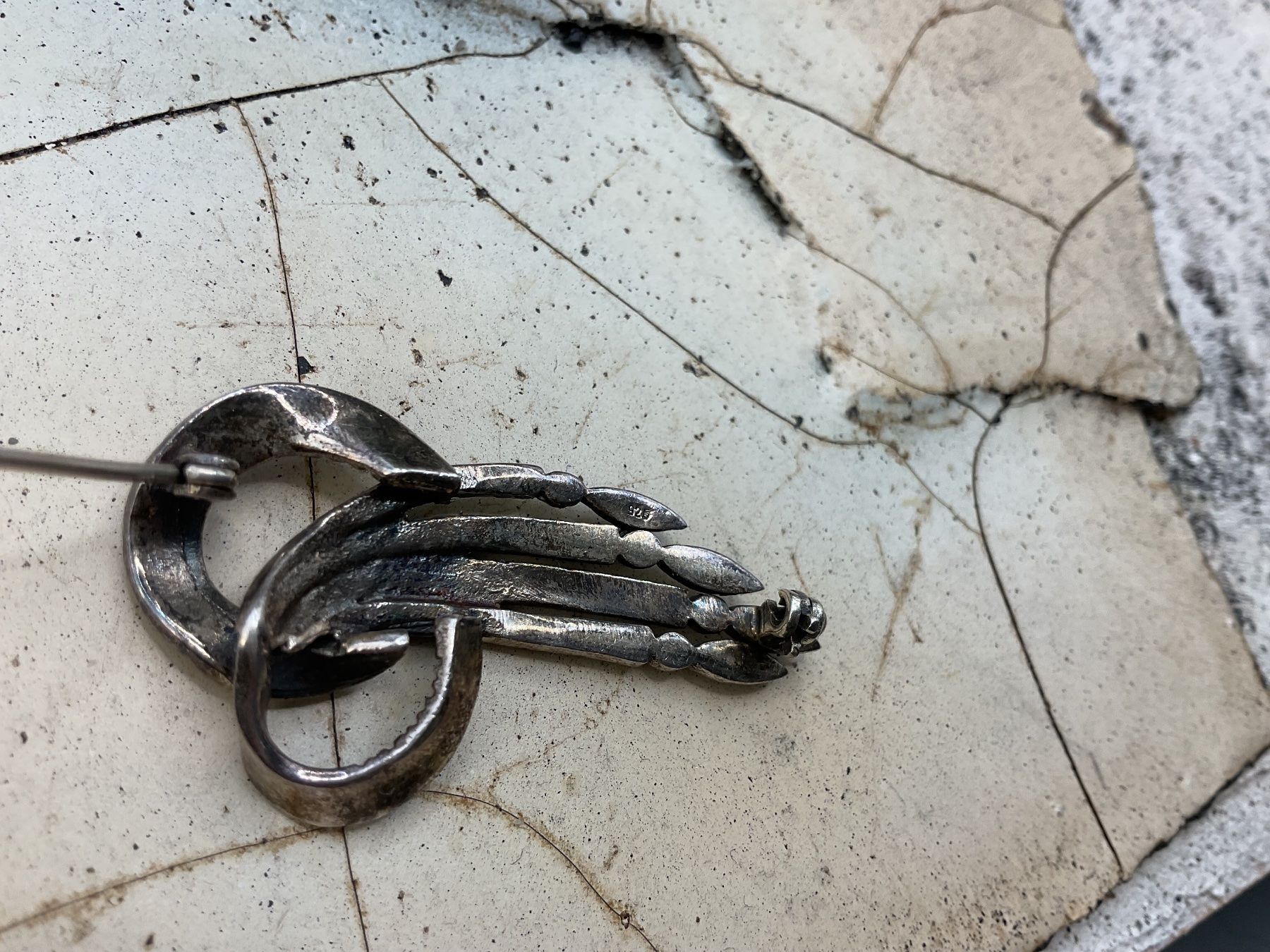 Spille & Fermagli: Vintage Brosche Sterlingsilber mit Markasiten – Usato da Luzern venduto da S.Kern01 1