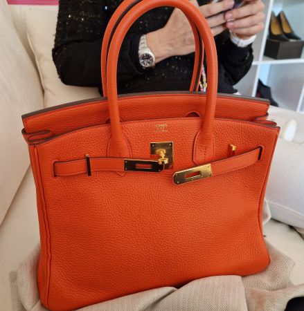 Birkin 30 cm Hermès Togo poppy orange
