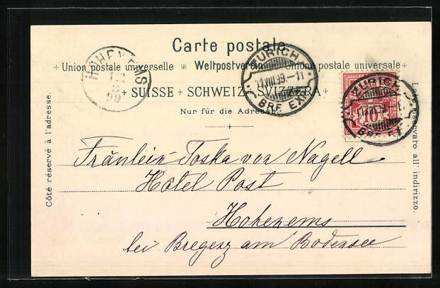 Cartoline postali: Litho Zürich, Dolder Bahn Gasthaus Röm – Usato da Berlin venduto da bartko-reher 1