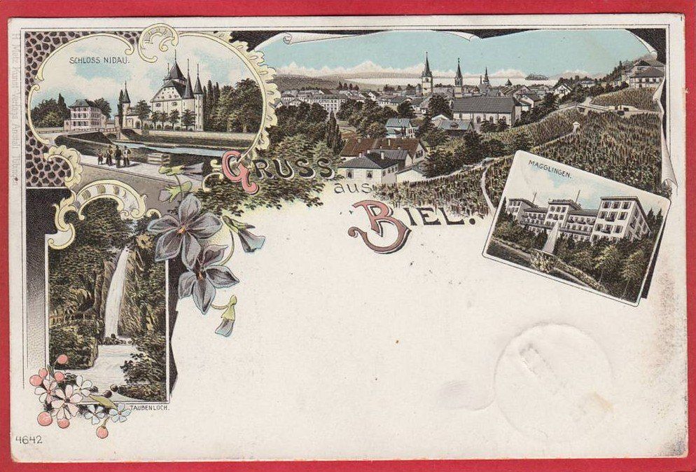 Ansichtskarten: BIEL BIENNE LITHO 1897 – Gebraucht aus Grüningen von Kartenlaube