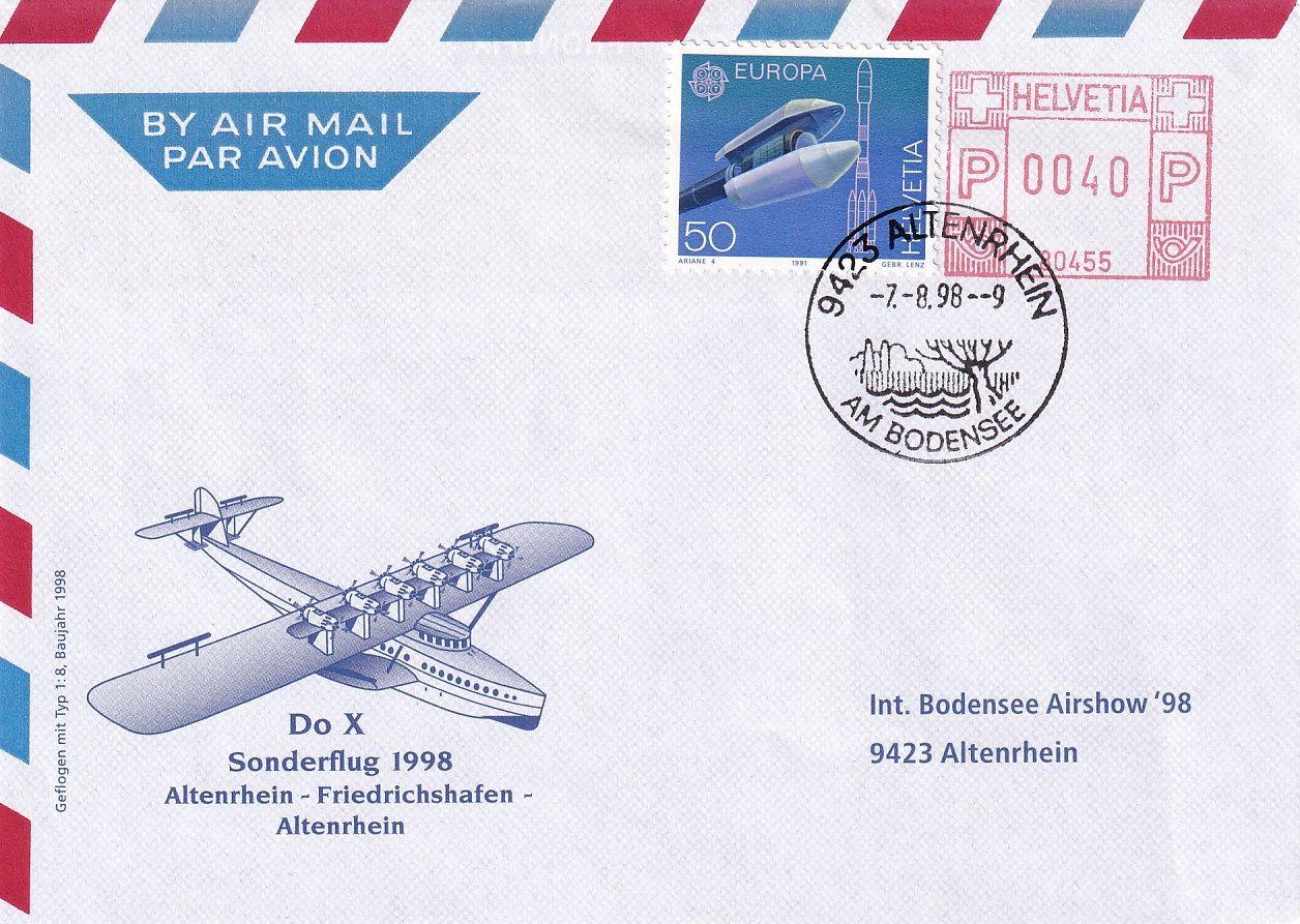 Tous les timbres: Do X Modellflug Internationale Bodensee-Airshow '98 – D'occasion à Baar par Asmara111