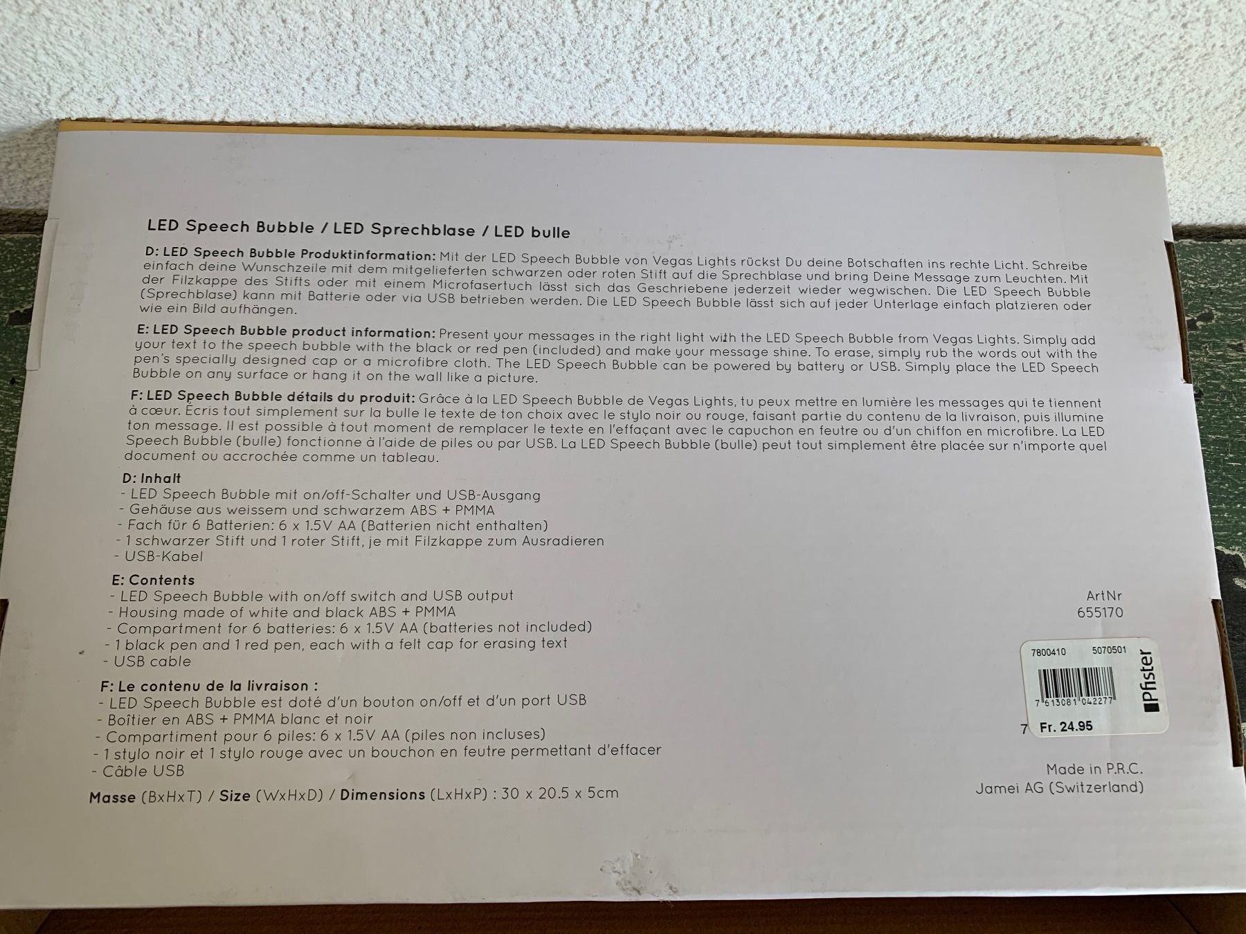 Pfister Lampen: Neuware LED Sprechblase mit Batterie oder Netz – Neu und originalverpackt aus Kirchdorf AG von coco123 4