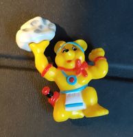 Pom-Bär mit Stein in der Hand Figur Kunststoff Rarität