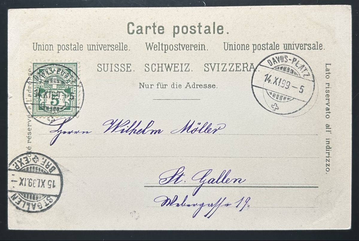 Cartoline postali: Gruss aus Davos Litho  – Usato da Horw venduto da Tellbub 1