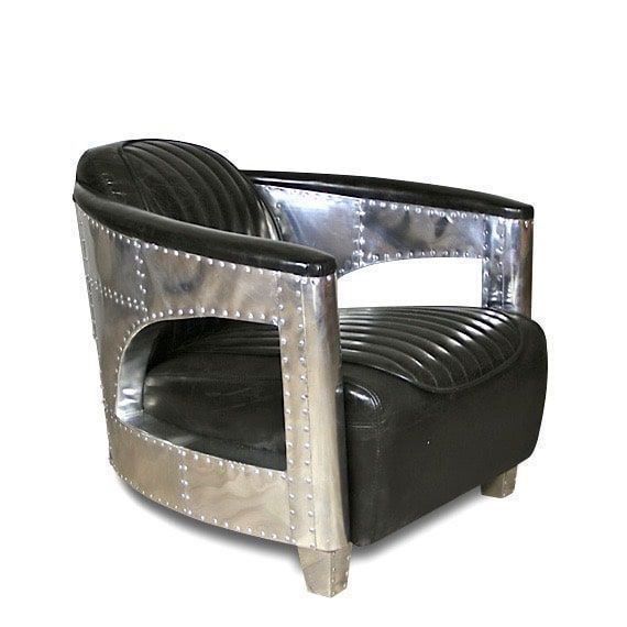 Poltrone: Fauteuil Aviateur "Chuck" Cuir Noir – Nuovo e nell'imballaggio originale da Cressier FR venduto da Cazadeco 1