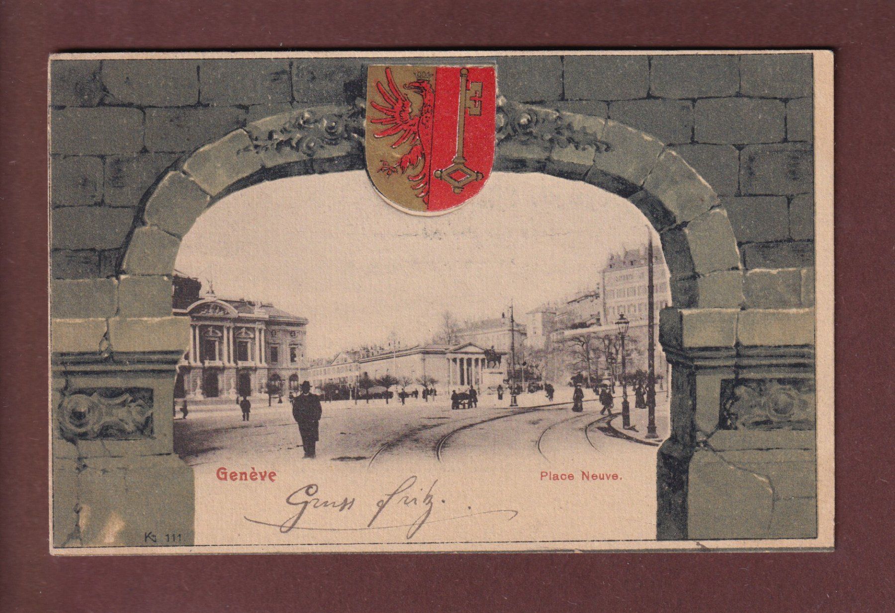 Ansichtskarten: GENEVE - Place Neuve - Blason - 1901 – Gebraucht aus Pully von nicecards