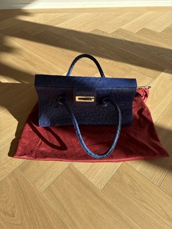 Tarqua Luciano Handtasche blau Straussenleder