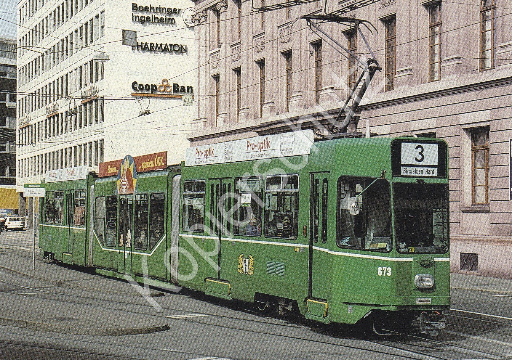 Cartoline postali: Strassenbahn Basel BVB Be 4/6 673 – Usato da Ettingen venduto da Pantograph163
