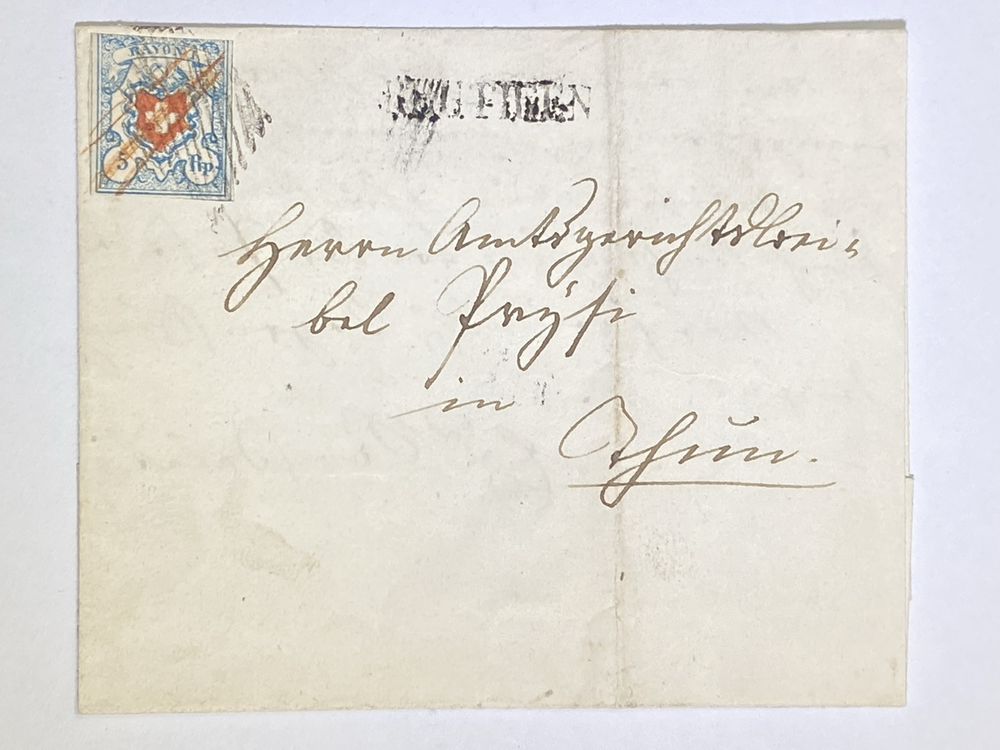 Rayon l 5 Rp.,1853, Brief/ Briefumschlag, top Sammlerstück (Gebraucht ...
