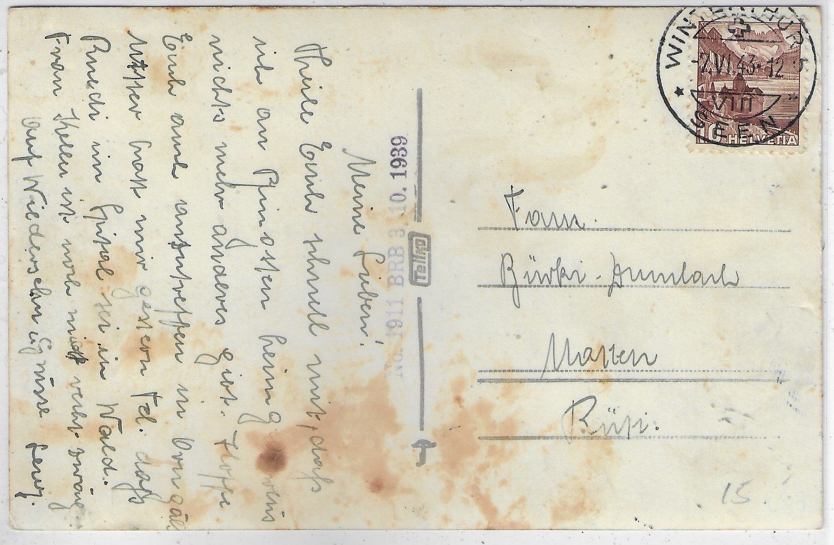 Cartoline postali: Kollbrunn - Dorfpartie – Usato da Ettingen venduto da Kartenplanet 1