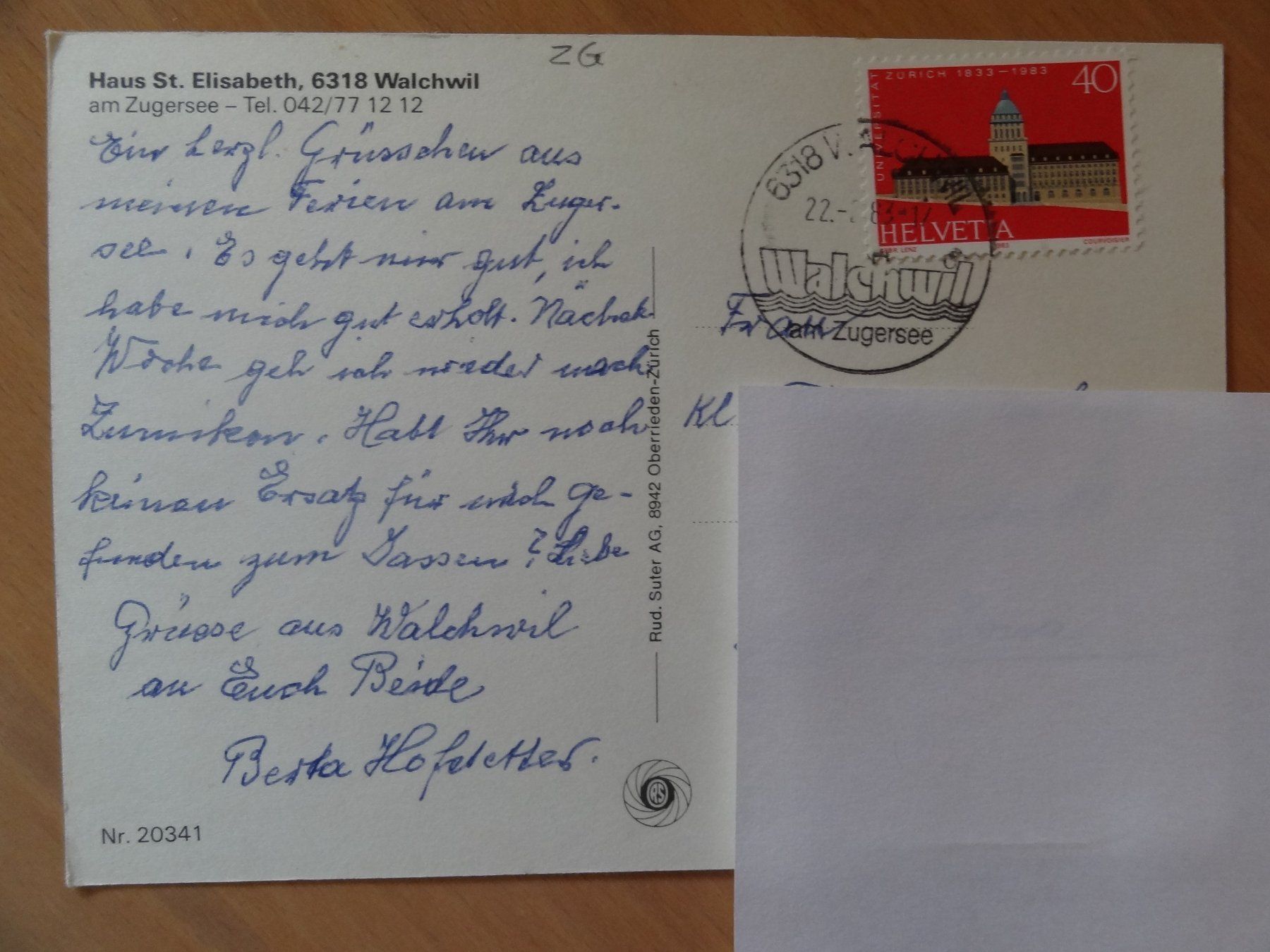 Ansichtskarten: Walchwil - Haus St. Elisabeth - 1983 – Gebraucht aus St Léonard von Riglin 1