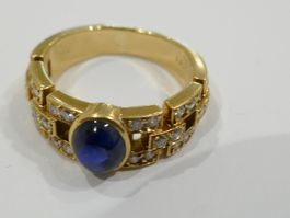 edler Safir Cabochon Brillant Ring 18 Karat 6,7 gr.