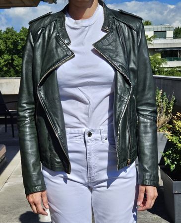Blouson cuir vert
