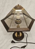 Tischlampe aus echte holz Metall und Glas. (Art;1834)