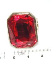 SCHÖNER RING "RUBIN-ZIRKON" METALL VERGOLDET NEU 55