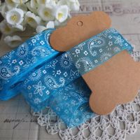 Band Organza blau Türkis Paisley 5M ruban bleu
