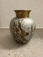 Vintage Messing Kupfer ? Vase mit Vogelmotiv Japan antik 