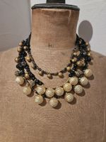 Collier création LCF boutons laiton - perles de verre 19ème