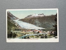 antike Farb Postkarte Argentières et le Glacier ungelaufen