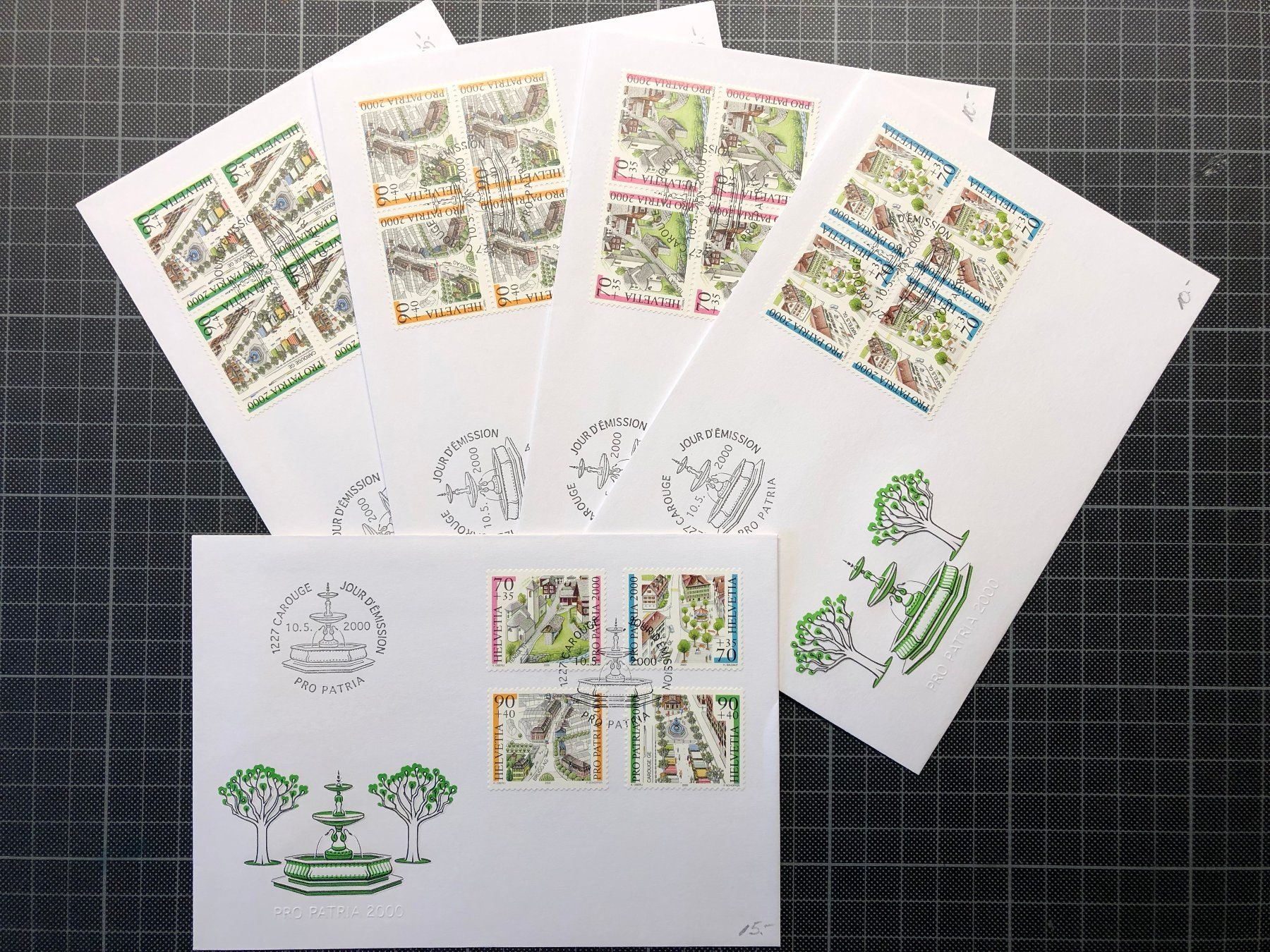 Alle Briefmarken: 5 FDC Pro Patria Ortsbilder 2000 ET – Neu (gemäss Beschreibung) aus Kirchenthurnen von Scherzengel