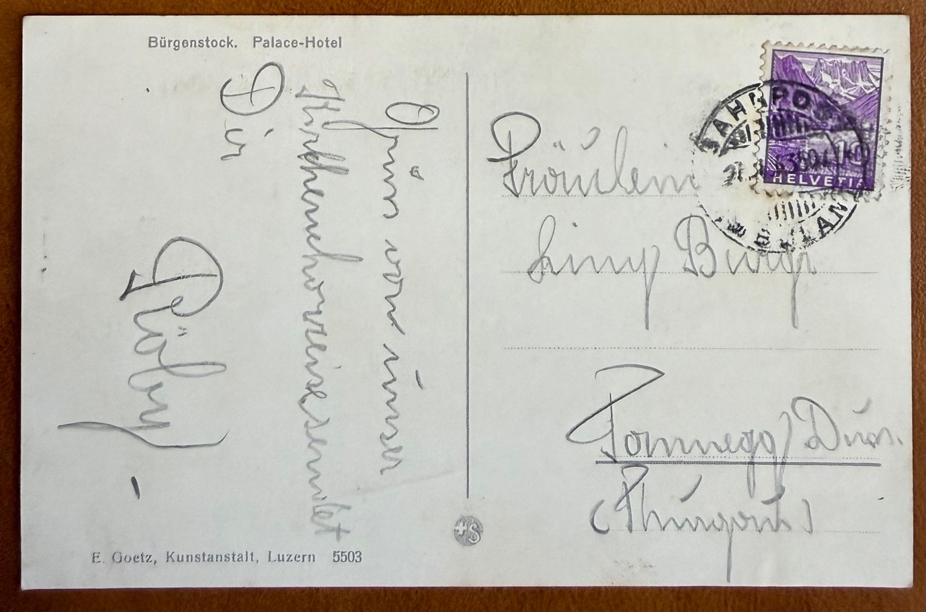 Ansichtskarten: Bürgenstock - Palace - Hotel 1935 – Gebraucht aus Lutry von Ediego 1