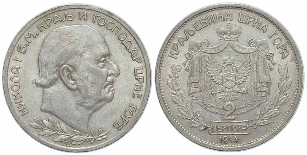 Toutes les monnaies: Montenegro, 2 Perpera 1914 – D'occasion à Chiasso par Novamarketing