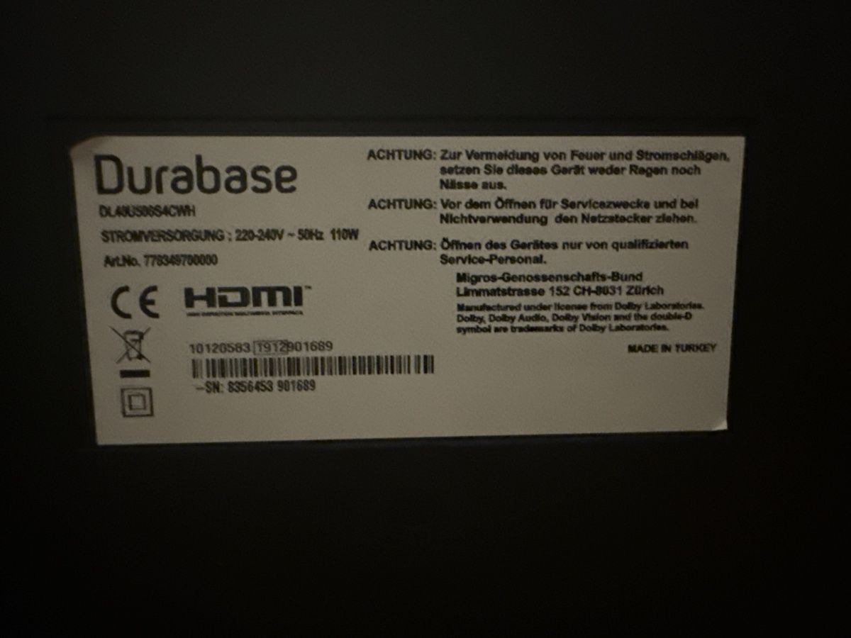 Durabase Fernseher: Fernseher Durabase – Gebraucht aus Turbenthal von rah_ydk5 3