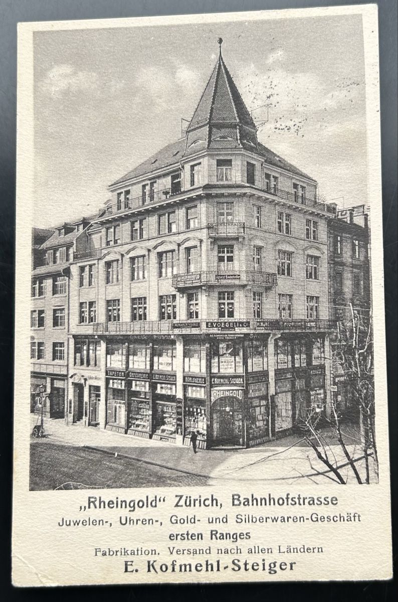 Cartoline postali: Zürich Rheingold Juwelier  – Usato da Horw venduto da Tellbub
