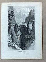 Stich antik Pont de St. Louis der Alpen