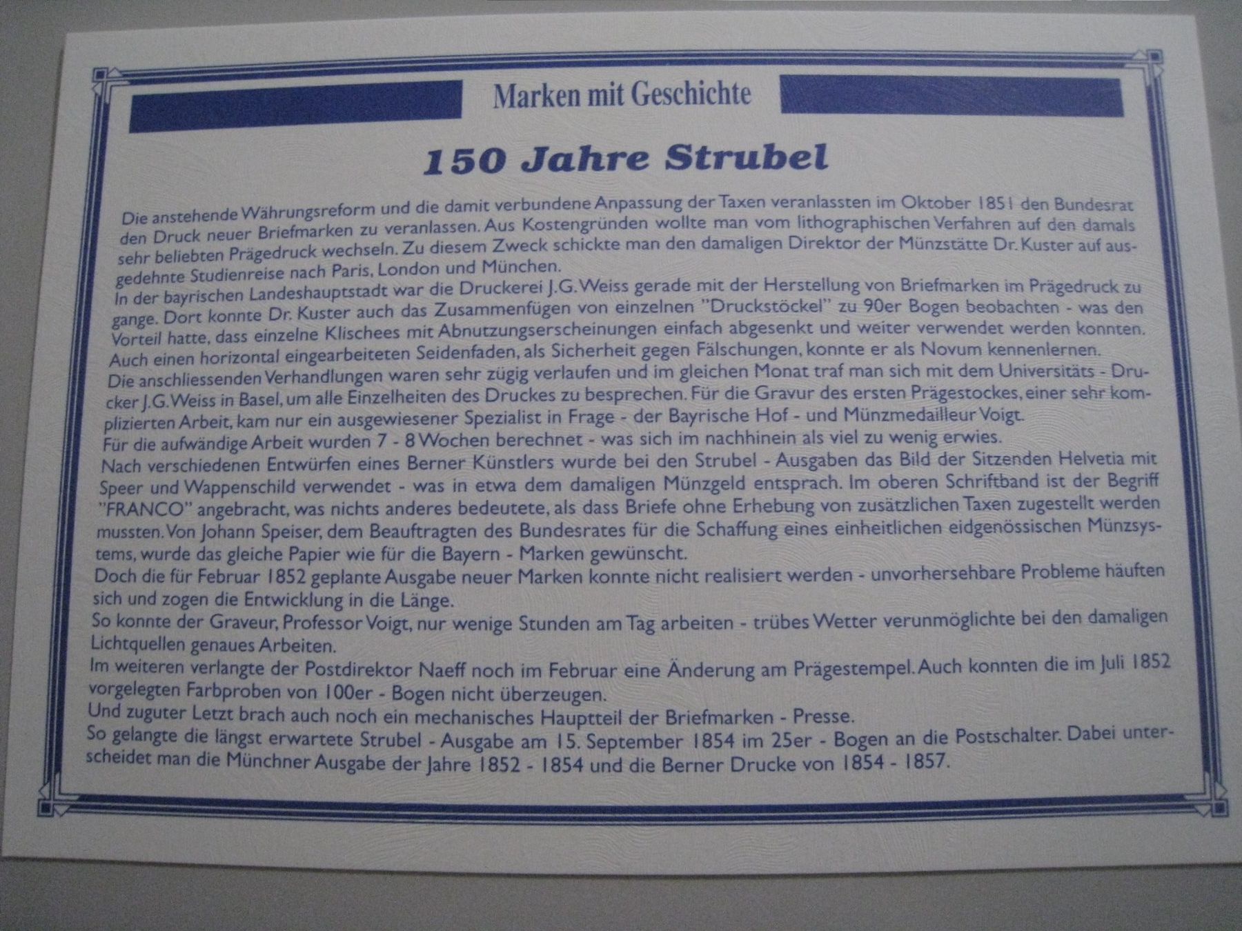 Tutti i francobolli: 150 Jahre Strubel – Usato da Aarwangen venduto da Pinsel7890 1