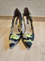 Damen Pumps Super Mauro Camouflage Muster Neon Gelb