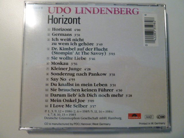 CD: Udo Lindenberg - Horizont  (vergriffen) – Usato da Au ZH venduto da sikoku 2