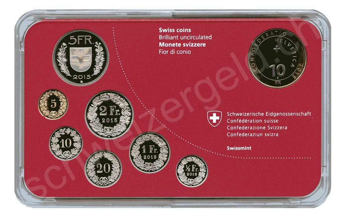 Tutti le monete: SET de monnaie suisse de 2015 non circulé FDC – Nuovo e nell'imballaggio originale da Fribourg venduto da Kiki020 1