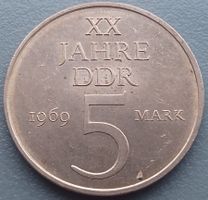 DEUTSCHLAND - DDR - 5 MARK 1969 - UNZIRKULIERT IM MÜNZKARTON