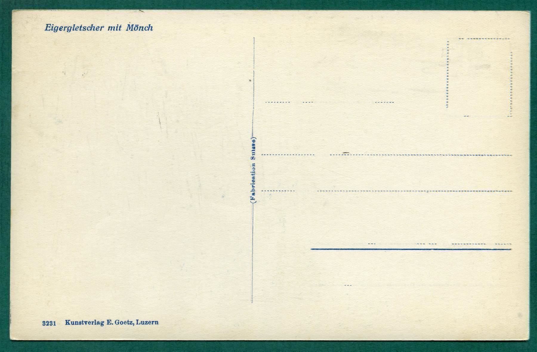 Cartoline postali: Eigergletscher mit Mönch, ungelaufen, ca. 1928 – Usato da Sargans venduto da Hausi1951 1