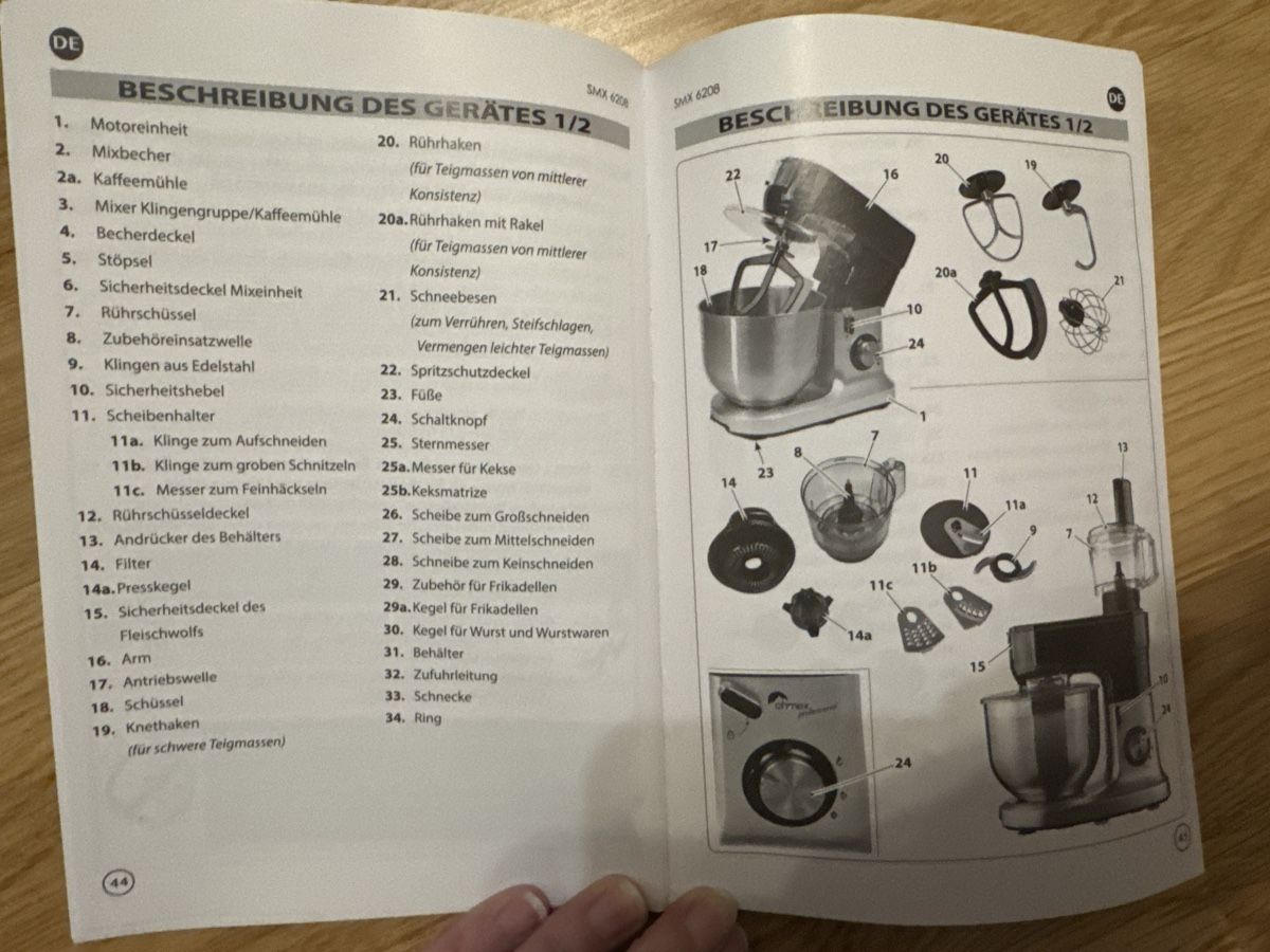 Ohmex Elettrodomestici da cucina: Ohmex Küchenmaschine SMX 6208 - Multifunktionsgerät – Usato da Burgdorf venduto da Lou-123 4