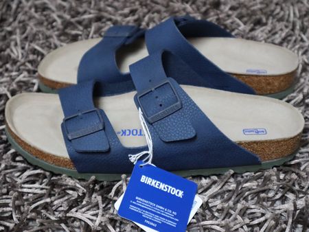 Birkenstock, Arizona, Gr. 44, blau, Soft Fussbett, NEU
