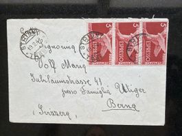 Briefumschlag Italien 1947 mit 3 Espresso Marken gestempelt
